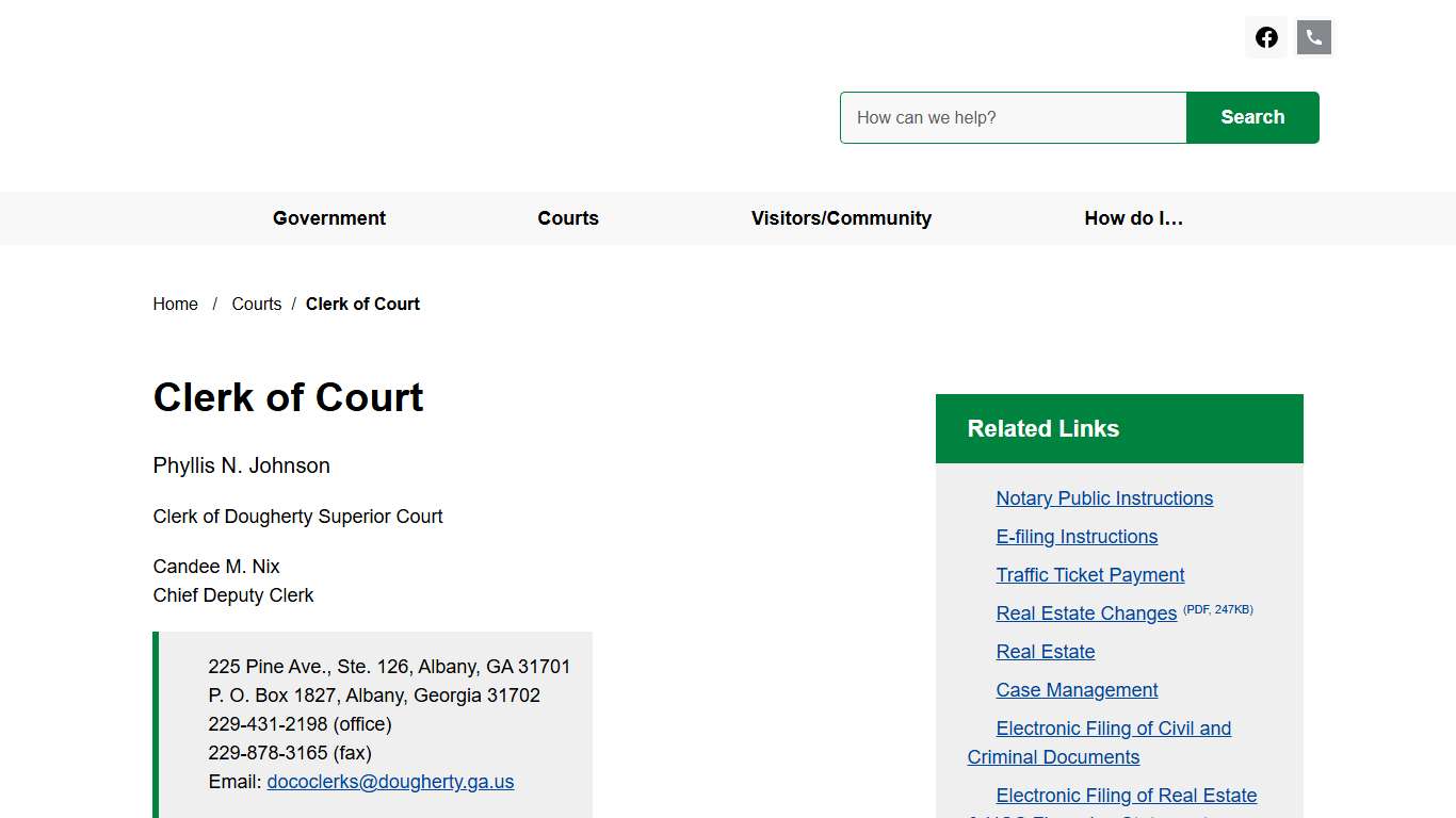 Clerk of Court Dougherty County, GA