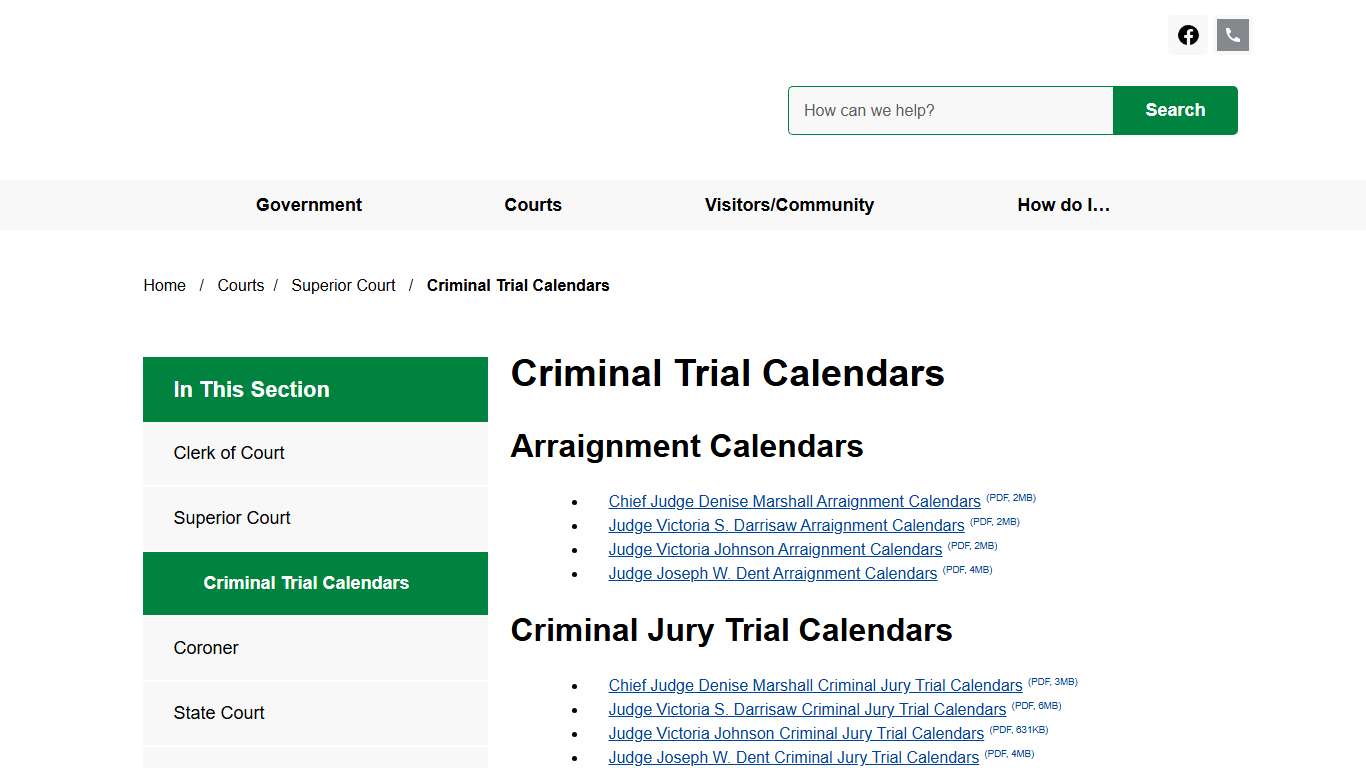 Criminal Trial Calendars Dougherty County, GA