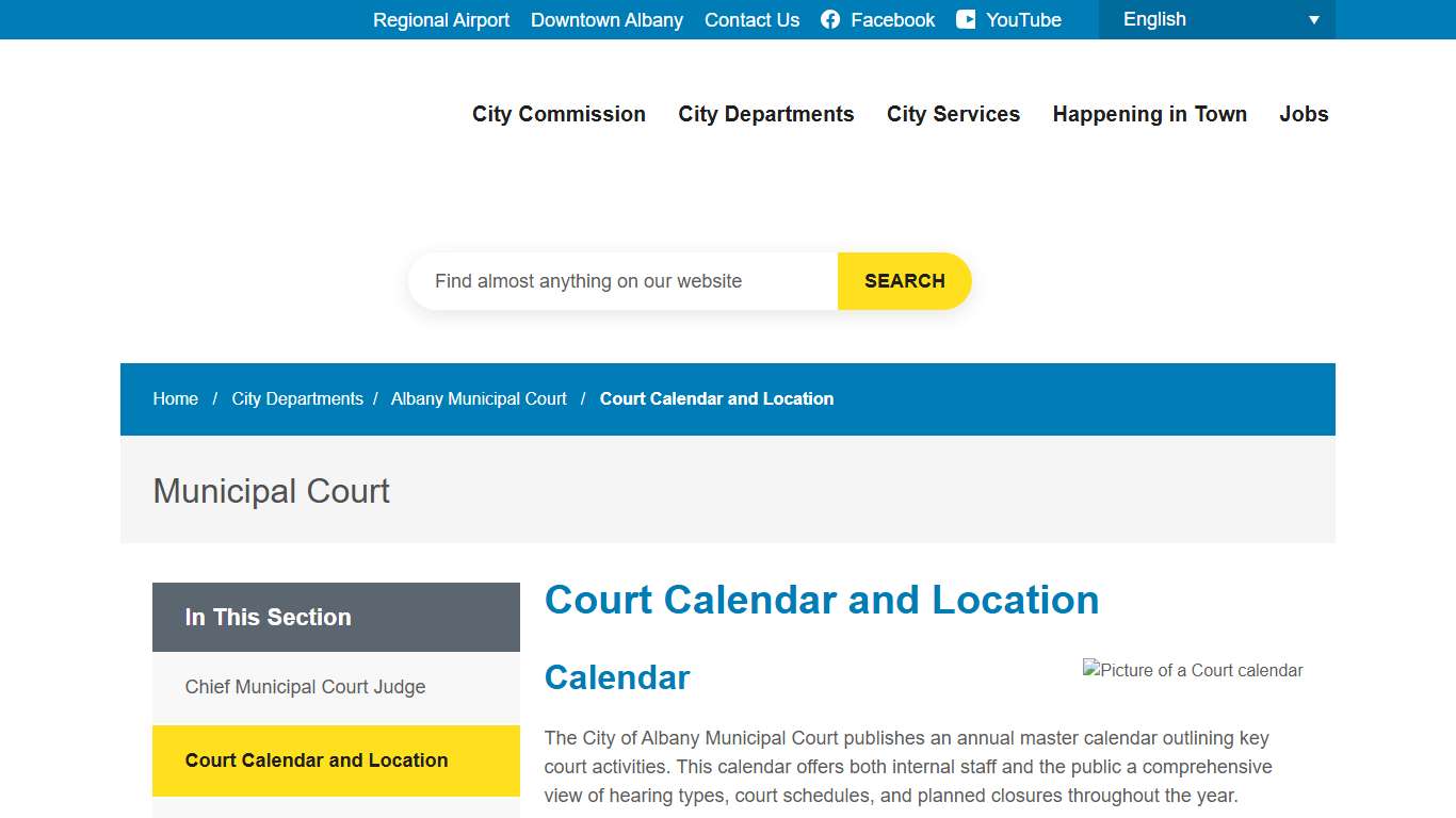 Court Calendar and Location City of Albany, GA